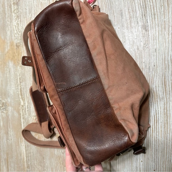 Free People Studded Distressed Canvas Leather Messenger Bag - Picture 11 of 14